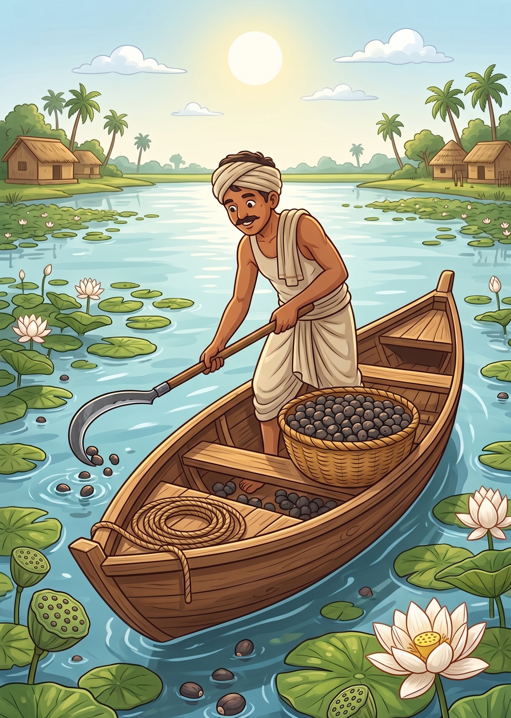 Harvesting from ponds in Bihar