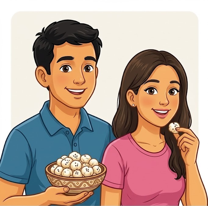 Young adults enjoying makhana